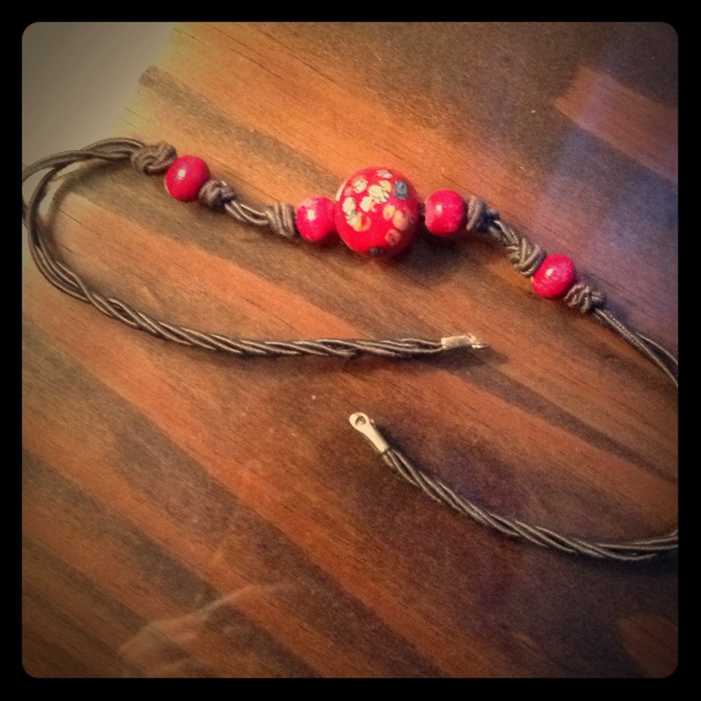 Red Drop Bead Necklace Choker